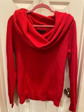 BCBG Maxazria Red Cowl Neck Women's “LOVE” Sweater in Rio Red size Large